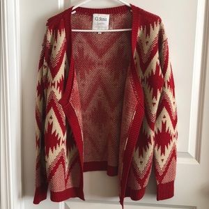 Red and Tan Cardigan